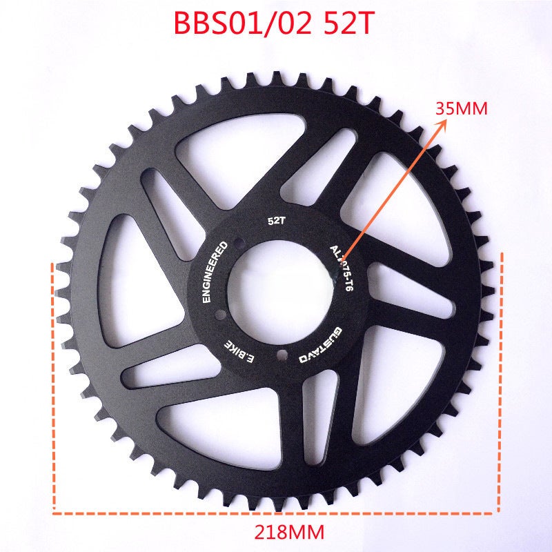 GUSTAVO E-Bike Chainring Aluminum BBS SeriesBBS01 02 black 52T BBS01 02 black 52T