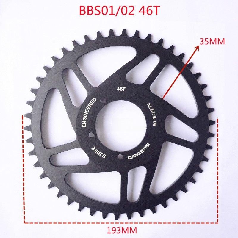 GUSTAVO E-Bike Chainring Aluminum BBS SeriesBBS01 02 black 46T BBS01 02 black 46T