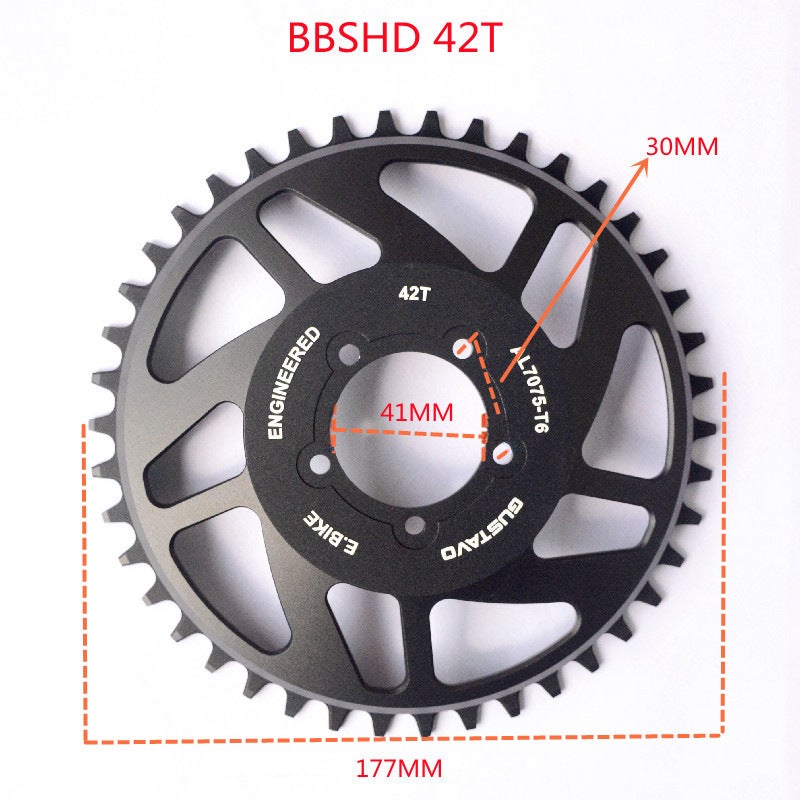 GUSTAVO E-Bike Chainring Aluminum BBS SeriesBBSHD M625 Black 42T BBSHD M625 Black 42T