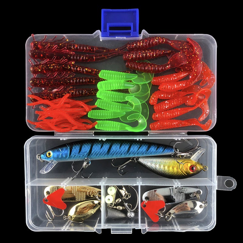 Lure Bait Kit Spinner Soft Frog Minnow Fishing ComboType E 92 pieces (262g) Type E 92 pieces (262g)