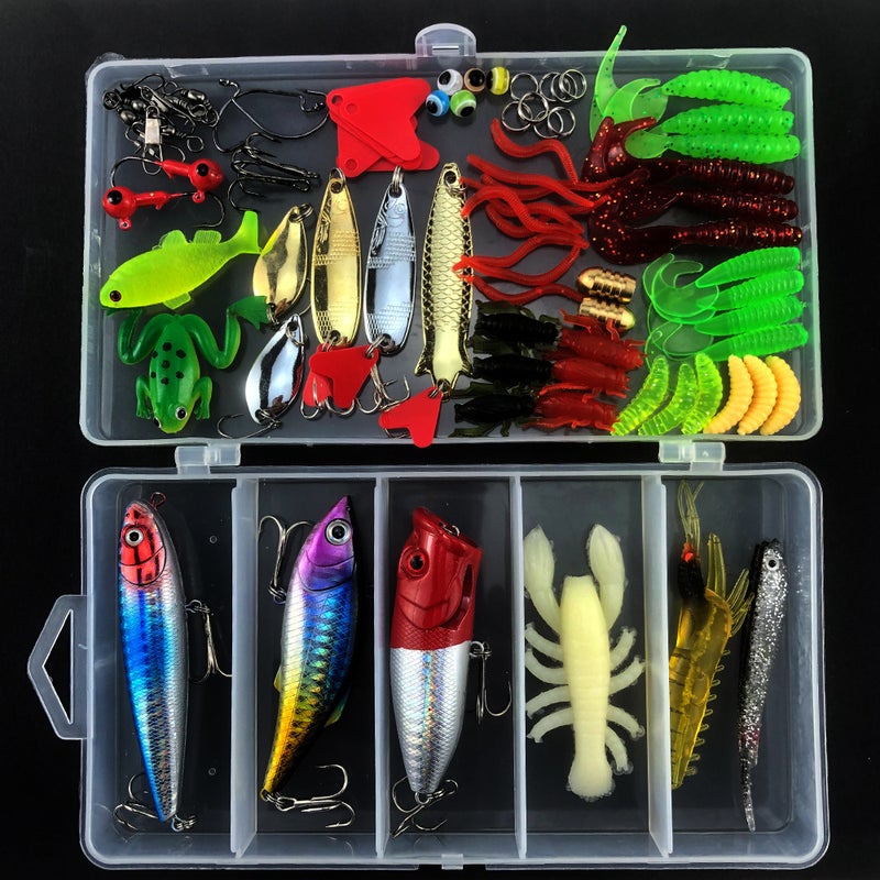 Lure Bait Kit Spinner Soft Frog Minnow Fishing ComboType E 92 pieces (262g) Type E 92 pieces (262g)