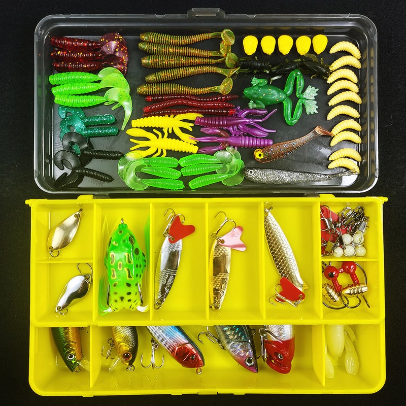 Lure Bait Kit Spinner Soft Frog Minnow Fishing ComboType E 92 pieces (262g) Type E 92 pieces (262g)