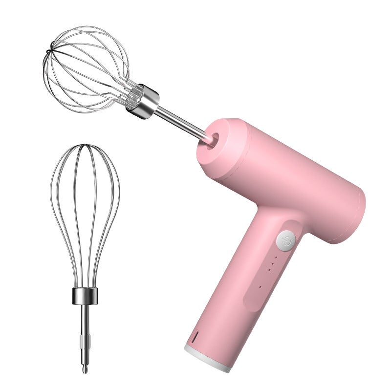 Egg Beater handheld dispenser household egg beater electric small blender dispenser cream baking WirelessPink double stainless steel head Pink double stainless steel head