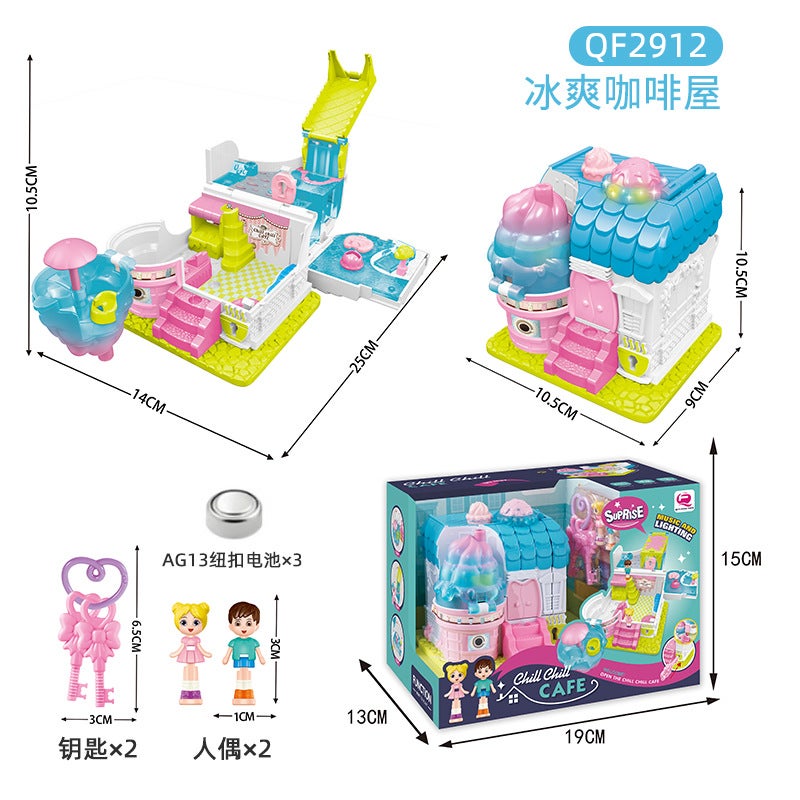 Kids Surprise Playhouse Dollhouse Castle ToyCool coffee house [lighting music] QF2912 Cool coffee house [lighting music] QF2912