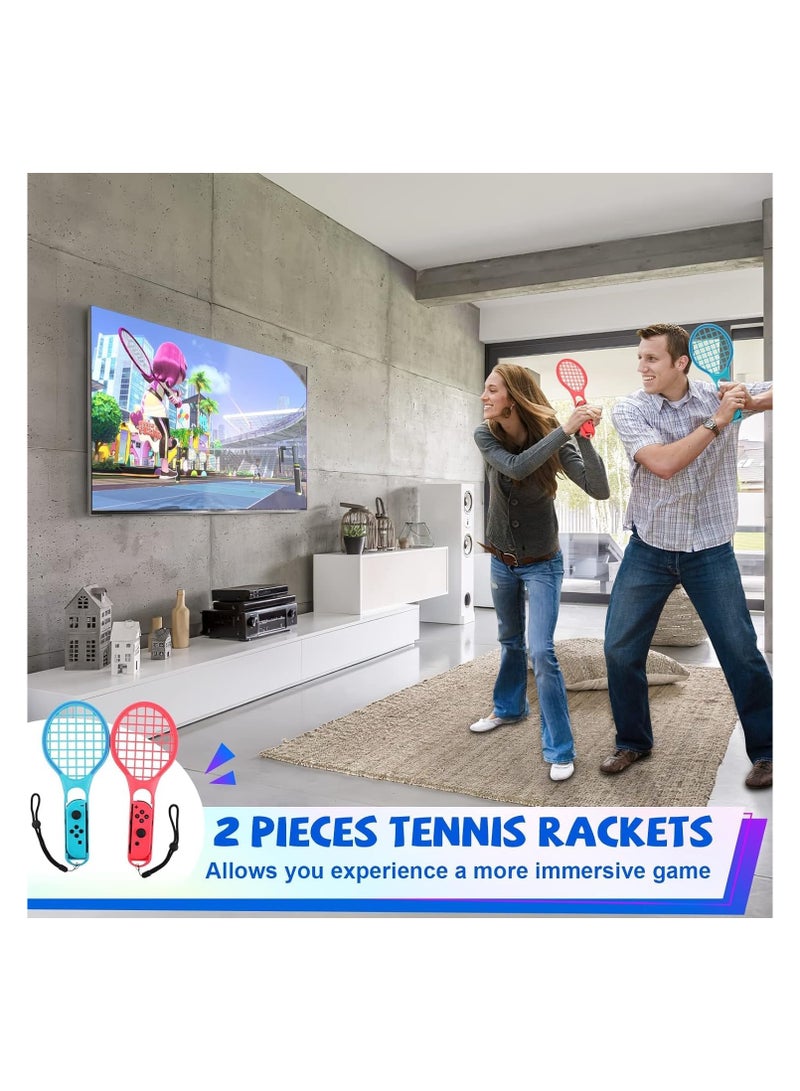 18 in 1 Switch Sport Games Accessories Bundle for Nintendo Switch Games, Family Bundle Accessory Kit with Tennis Racket Controller Grips Racing Wheel Bandage Golf Club Wheels Drum Stick Fishing Rod