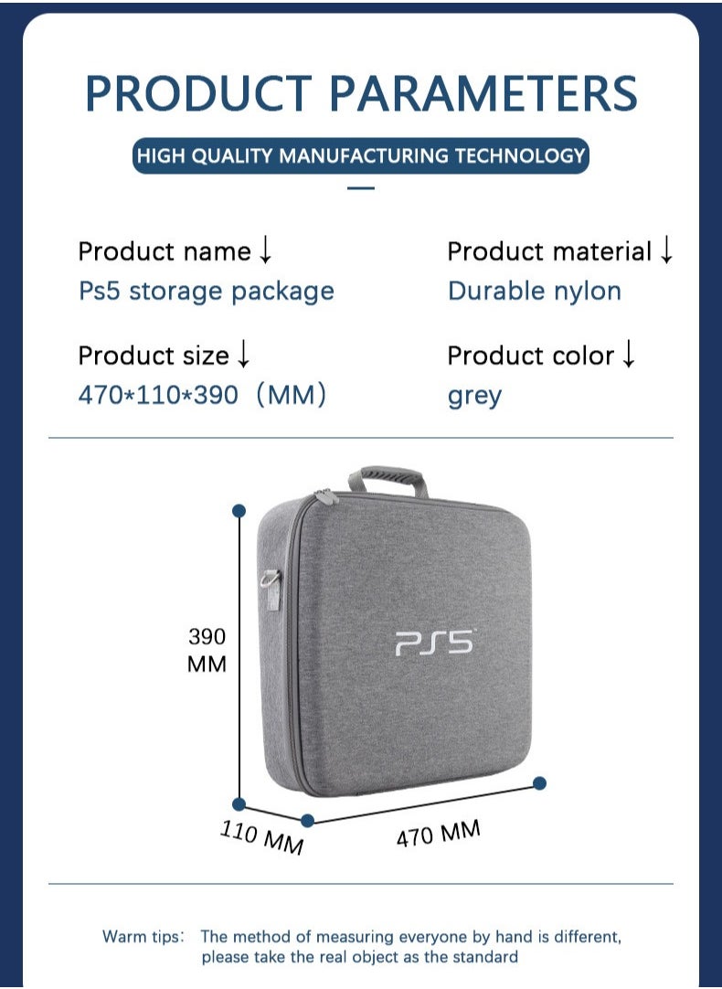 Storage Bag for PS5, Carrying Case for PS5, Carrying Case Portable Waterproof Travel Bag Fits for PS5 Models Travel Case, Hard Shell Larger Capacity Case