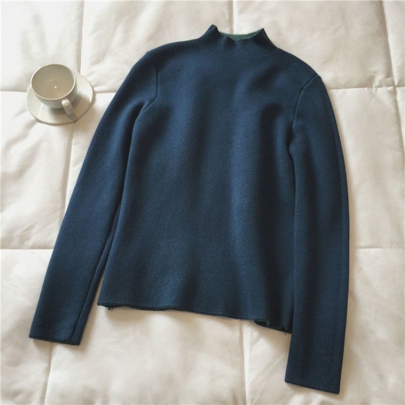 Winter Slim Fit Warm Knit Top Blue