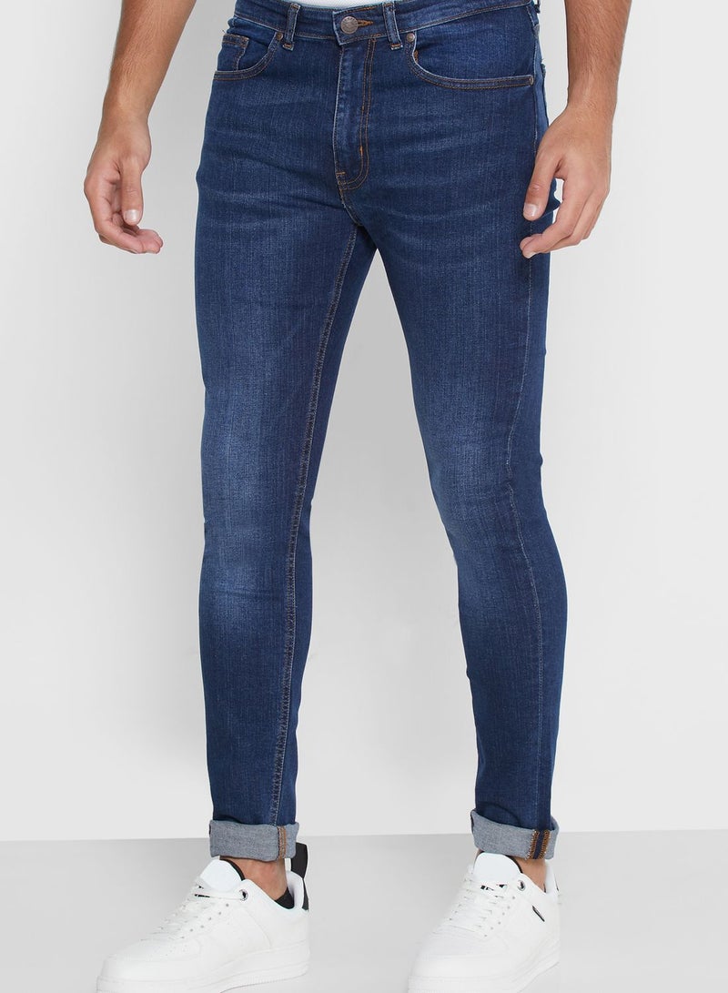 Mid Wash Skinny Fit Jeans