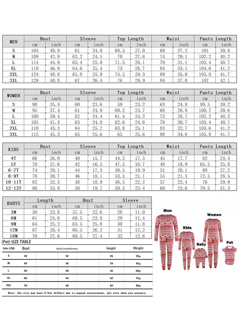 Children's Family Matching Pajamas Vacation Suits Long Sleeves Parent-Child Pajamas Home Clothes Suitable for Women Men Children and Pets (Men)