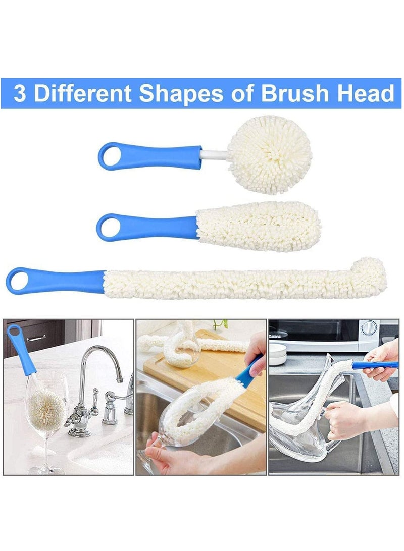 Bottle Cleaning Brush, Wine Decanter Cleaning Brush Glass Cleaning Brushes Set Flexible Bottle Scourer Bendable Bottle Brush Cleaner