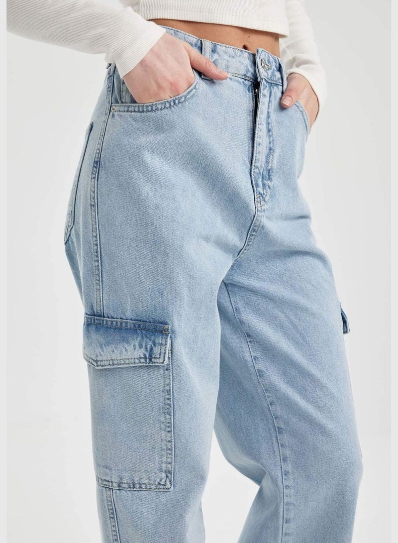 Wide Leg Cargo High Waist Long Jeans