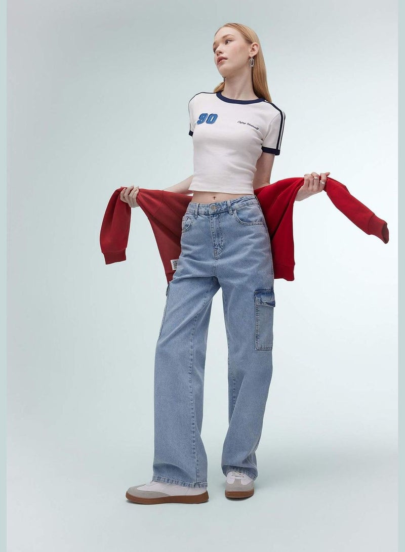 Wide Leg Cargo High Waist Long Jeans