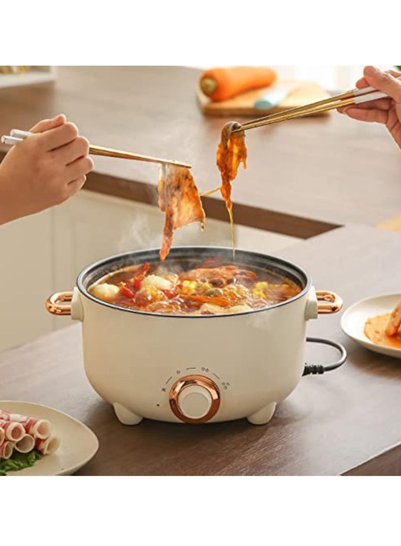 24cm Multifunctional Cooking Pot, Deep Wall Design Safe Temperature Control 3 Gear Knob Electric Pot High Power Steaming and Cooking Coating Liner for Kitchens