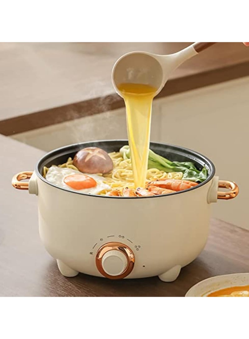 24cm Multifunctional Cooking Pot, Deep Wall Design Safe Temperature Control 3 Gear Knob Electric Pot High Power Steaming and Cooking Coating Liner for Kitchens