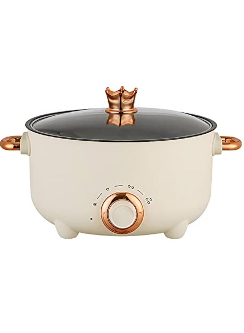 24cm Multifunctional Cooking Pot, Deep Wall Design Safe Temperature Control 3 Gear Knob Electric Pot High Power Steaming and Cooking Coating Liner for Kitchens