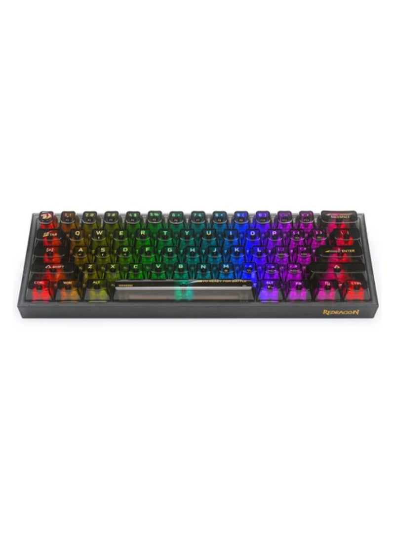 K617CTB-RGB 60% Wired RGB Gaming Keyboard, 61 Keys Compact Full-Transparent Mechanical Keyboard