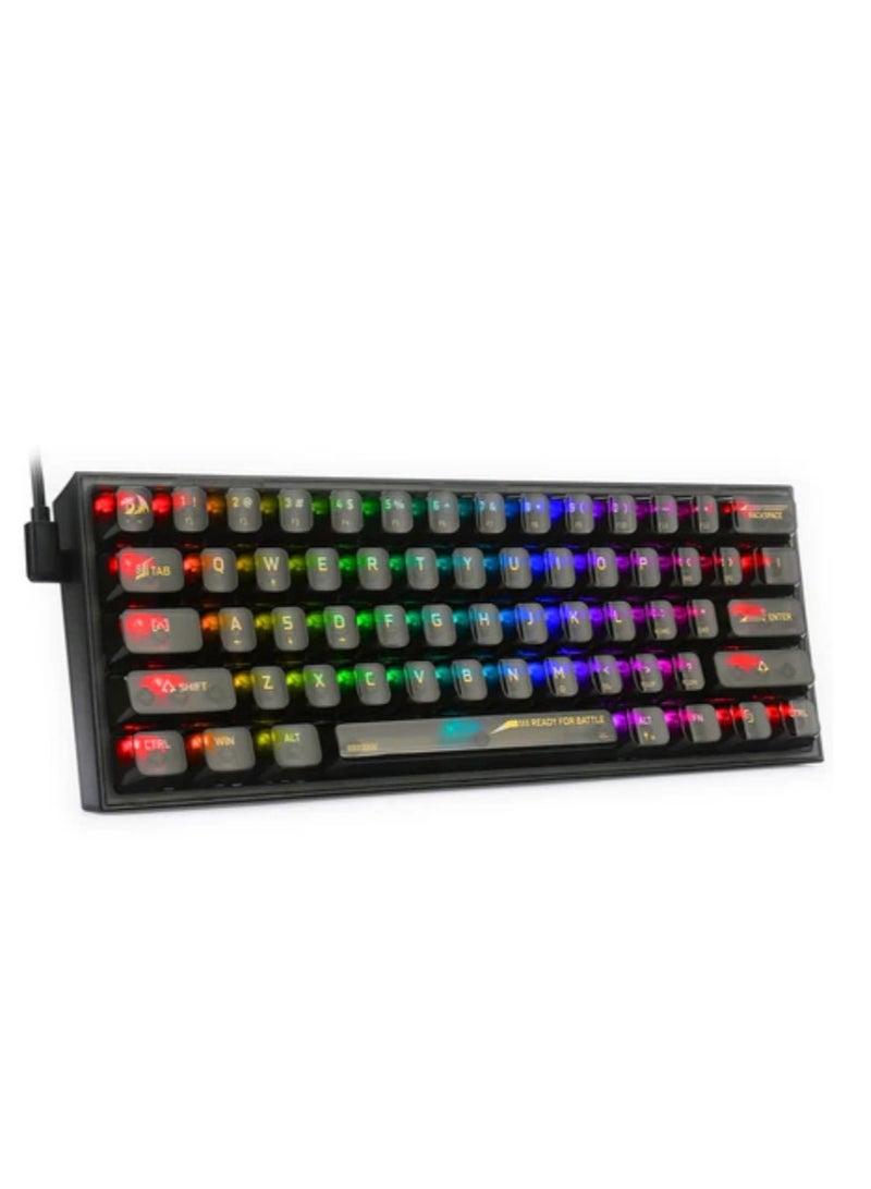 K617CTB-RGB 60% Wired RGB Gaming Keyboard, 61 Keys Compact Full-Transparent Mechanical Keyboard