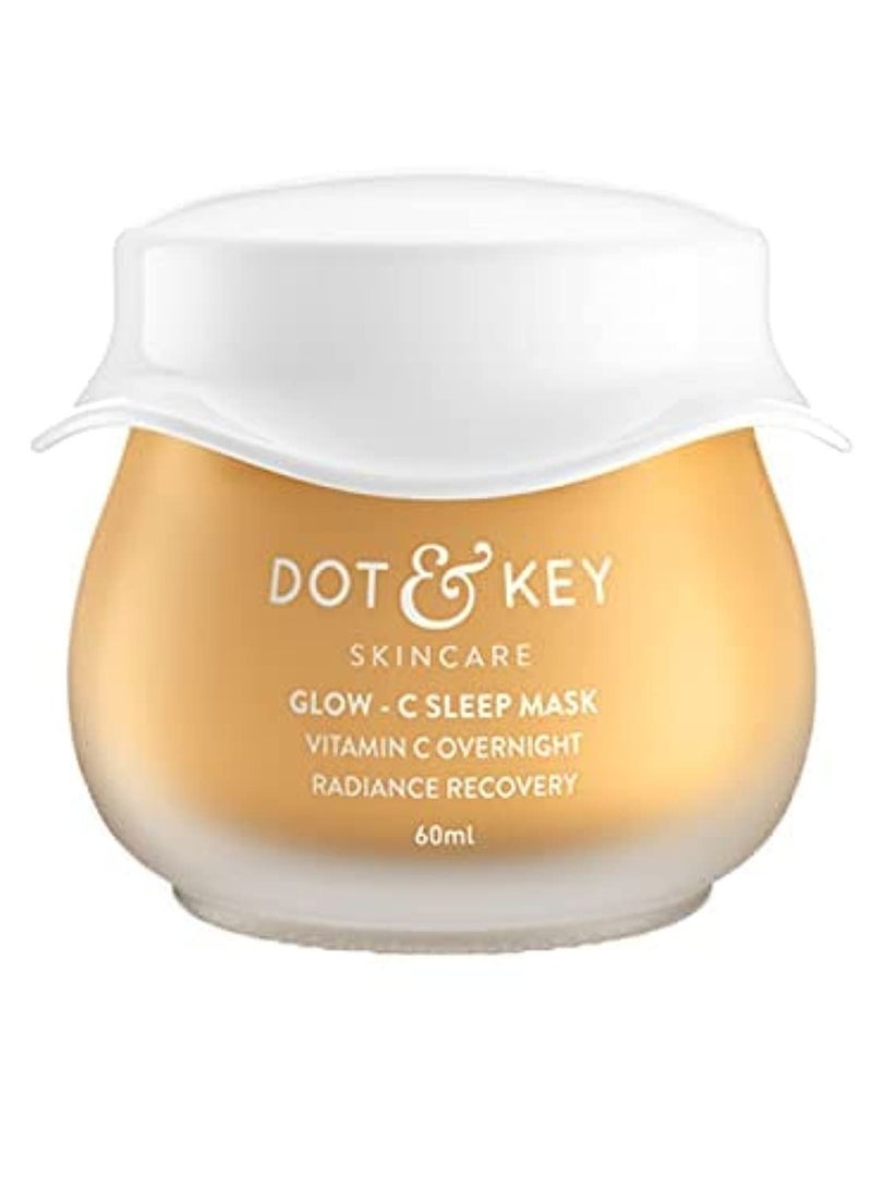 Dot & Key Glow - C Sleep Mask, Vitamin C Overnight Radiance | Face Mask for Glowing Skin | With Vitamin C + Hyaluronic Acid | Paraben Free | For Women & Men | For All Skin Types | 60ml