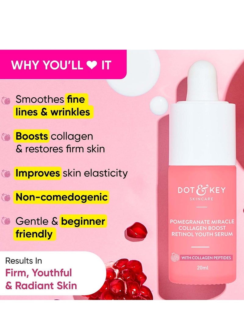 Dot & Key Pomegranate & Retinol Anti Ageing Serum for Face| Boosts Collagen | Reduces Fine Lines & Wrinkles| For Mature, Combination & Dry Skin | Fights Signs of Ageing, 20ml