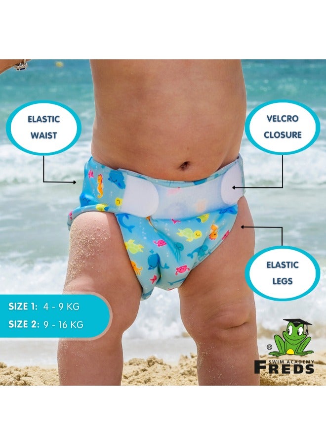 Freds Baby Reusable Blue Swim Diapers (09lb-20lb) a Pool & Beach Essential