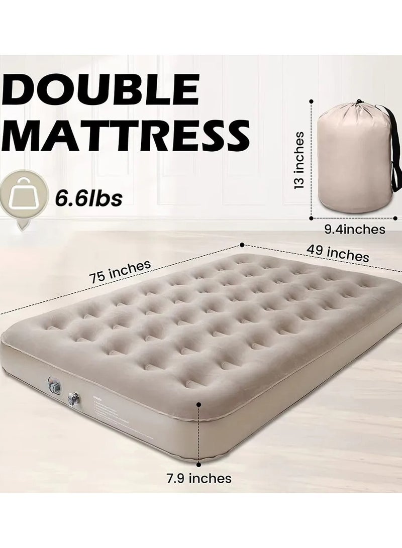 48 Holes Luxury Double Camping Air Mattress with Built in Pump Twin Air Mattress with USB Rechargeable Pump, Travel Bag Single Air Mattress for Tent Camping