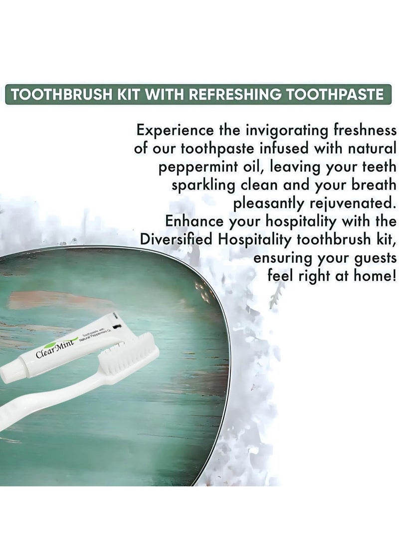 Travel Dental Kit – Compact Toothbrush & Clear Mint Toothpaste for Fresh Oral Care (Pack of 50)