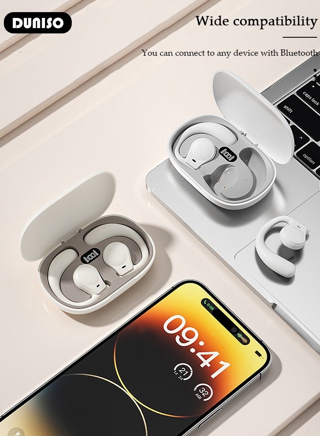 5.3 Bluetooth Wireless Earphones. Call Stereo Sound with Ultra Long Battery Life. IPX6 Waterproof Headphone Charging Case, Hanging Ear Immersive Noise Reduction