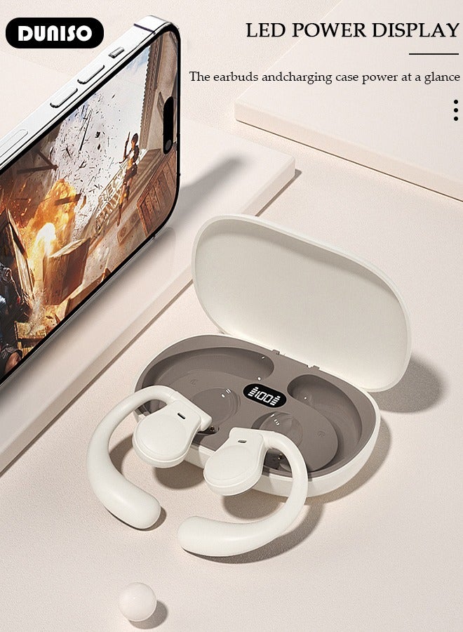 5.3 Bluetooth Wireless Earphones. Call Stereo Sound with Ultra Long Battery Life. IPX6 Waterproof Headphone Charging Case, Hanging Ear Immersive Noise Reduction