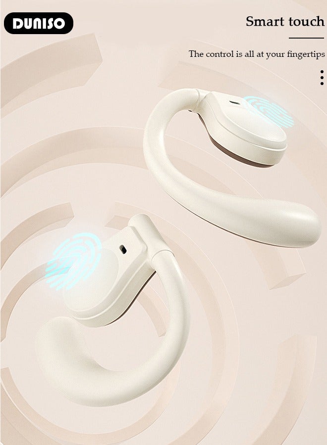 5.3 Bluetooth Wireless Earphones. Call Stereo Sound with Ultra Long Battery Life. IPX6 Waterproof Headphone Charging Case, Hanging Ear Immersive Noise Reduction