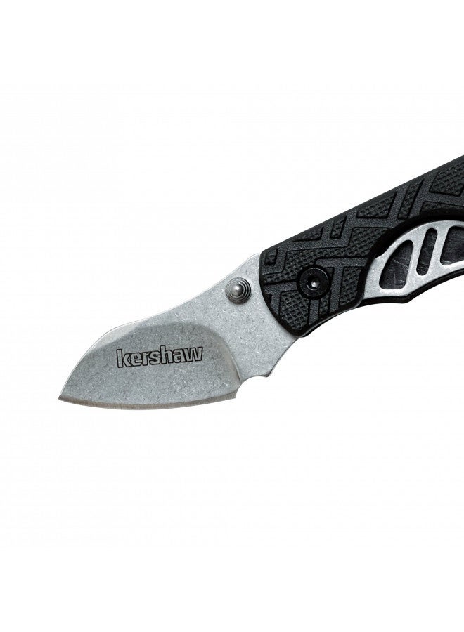 Kershaw Cinder Multi-Function Folding Pocketknife (1025); 1.4 Inch 3Cr13 Stonewashed Blade; Manual Opening; Liner Lock; Bottle Opener; Keychain Carry; Black Glass-Filled Nylon Handle; 0.9 Oz