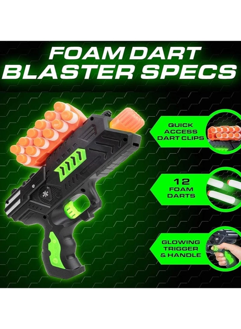 Foam Blaster Gun Toy with Glow in the Dark Darts – Soft Bullet Shooter for Kids, Indoor & Outdoor Play, High-Performance Foam Dart Gun for Boys & Girls