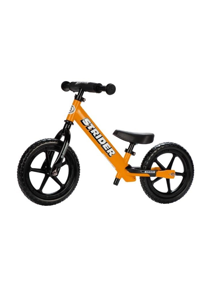 Strider 12” Sport Bike - No Pedal Balance Bicycle for Kids 18 Months to 5 Years - Includes Safety Pad, Padded Seat, Mini Grips & Flat-Free Tires - Tool-Free Assembly & Adjustments