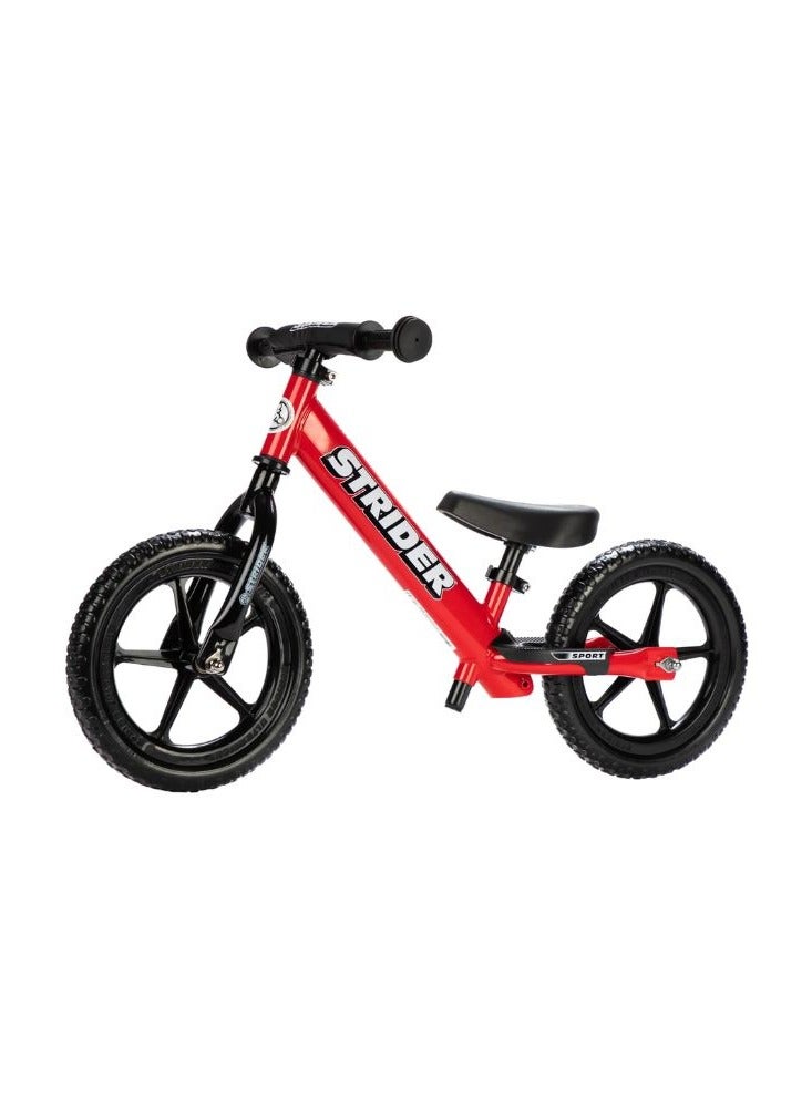 Strider 12” Sport Bike - No Pedal Balance Bicycle for Kids 18 Months to 5 Years - Includes Safety Pad, Padded Seat, Mini Grips & Flat-Free Tires - Tool-Free Assembly & Adjustments