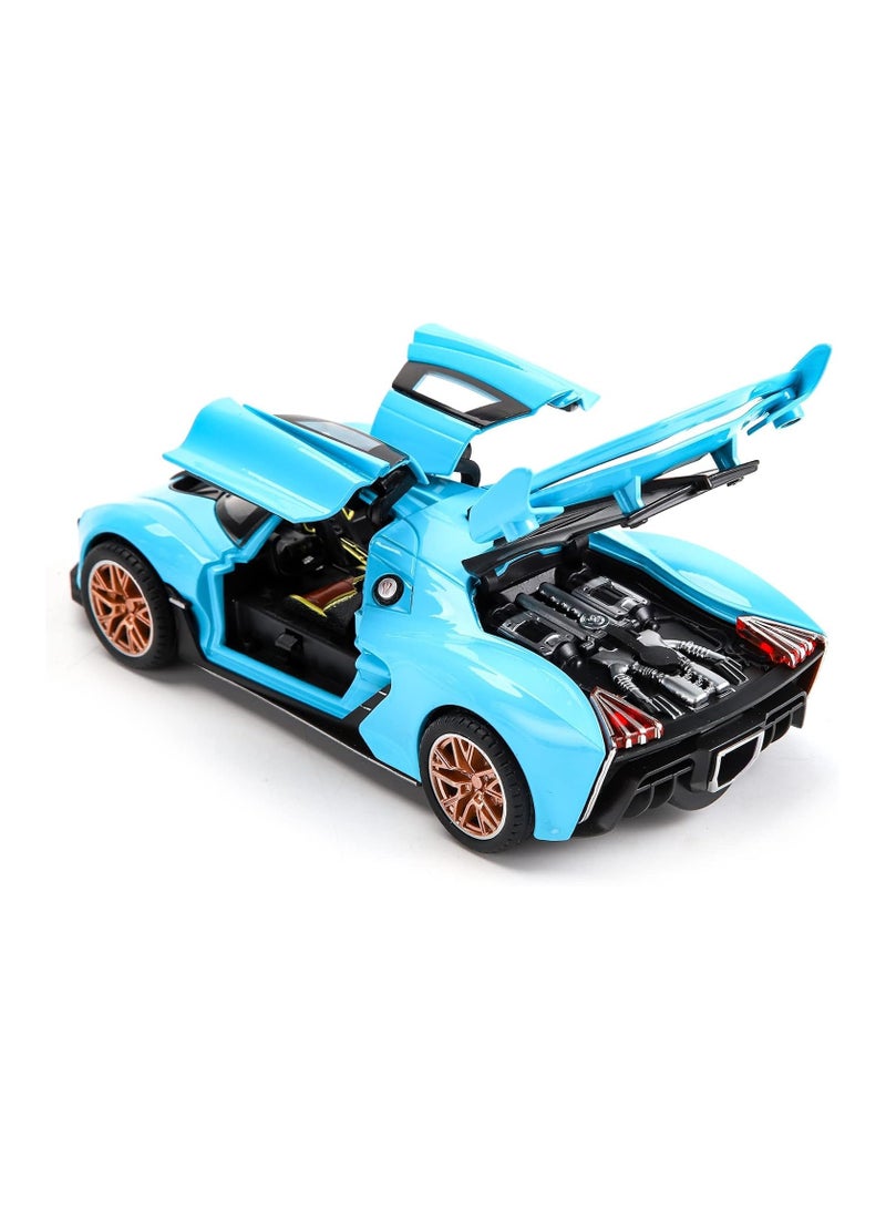 1:24 Fast & Furious Alloy Car Model with Lights, Sound, and Spray System (Blue)