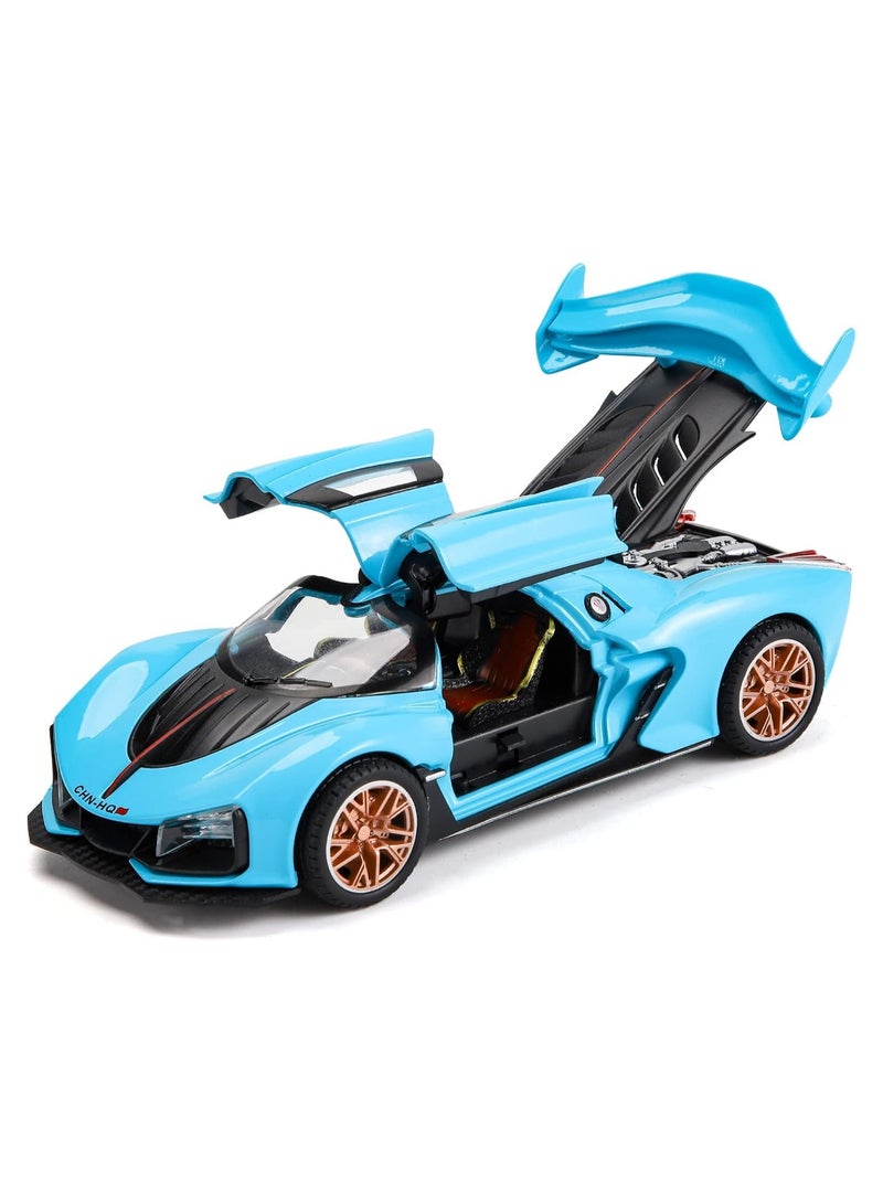 1:24 Fast & Furious Alloy Car Model with Lights, Sound, and Spray System (Blue)