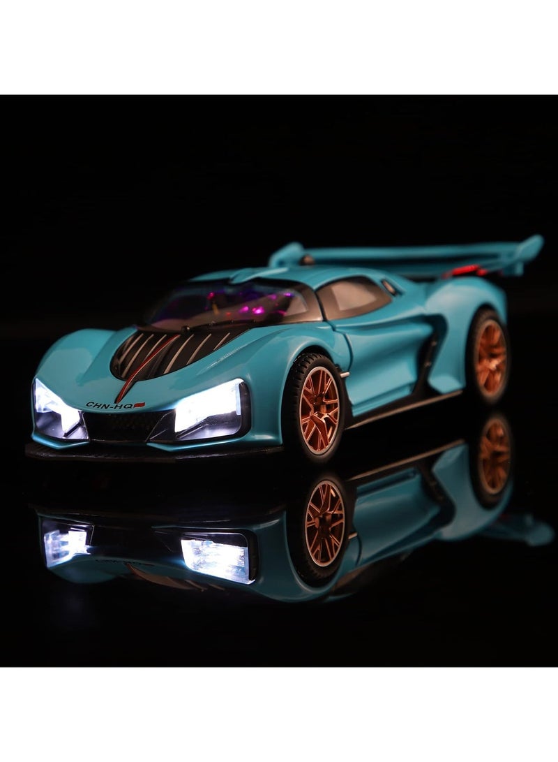 1:24 Fast & Furious Alloy Car Model with Lights, Sound, and Spray System (Blue)