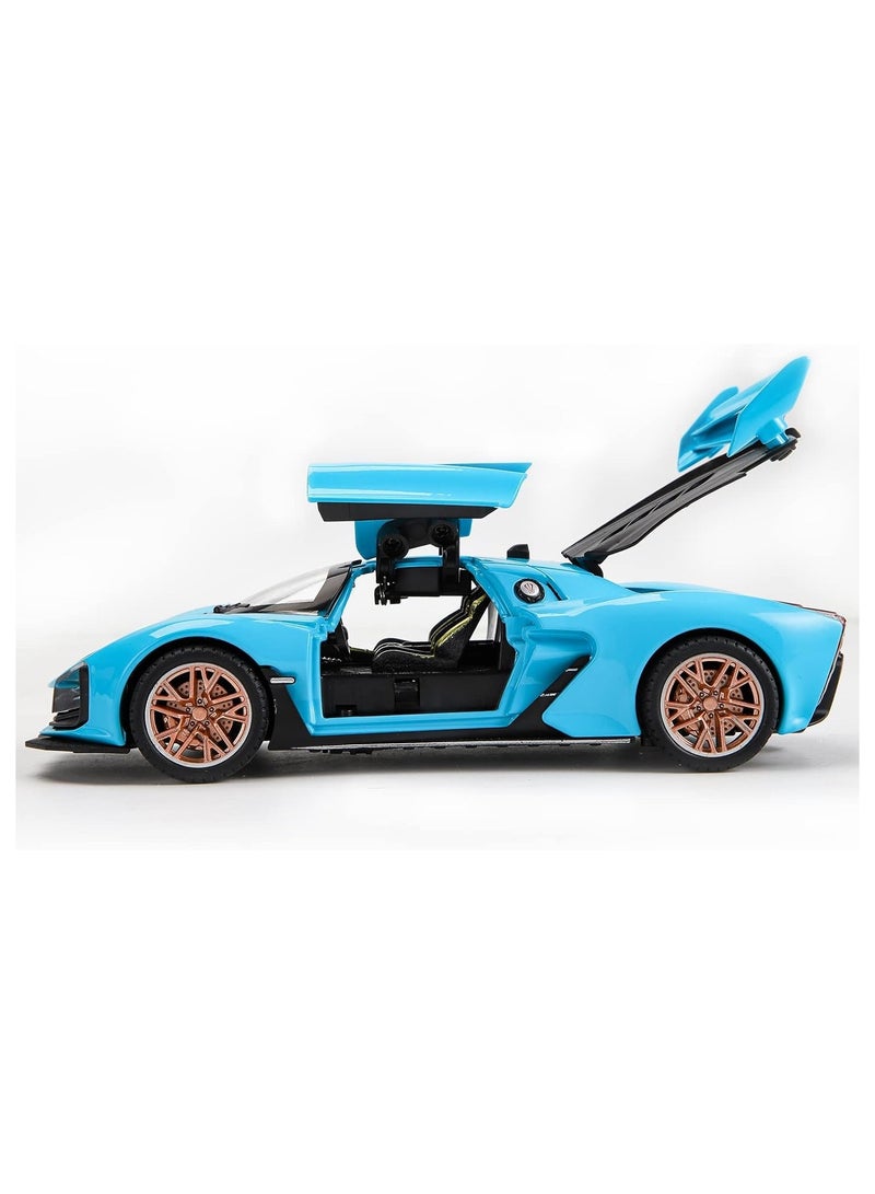 1:24 Fast & Furious Alloy Car Model with Lights, Sound, and Spray System (Blue)