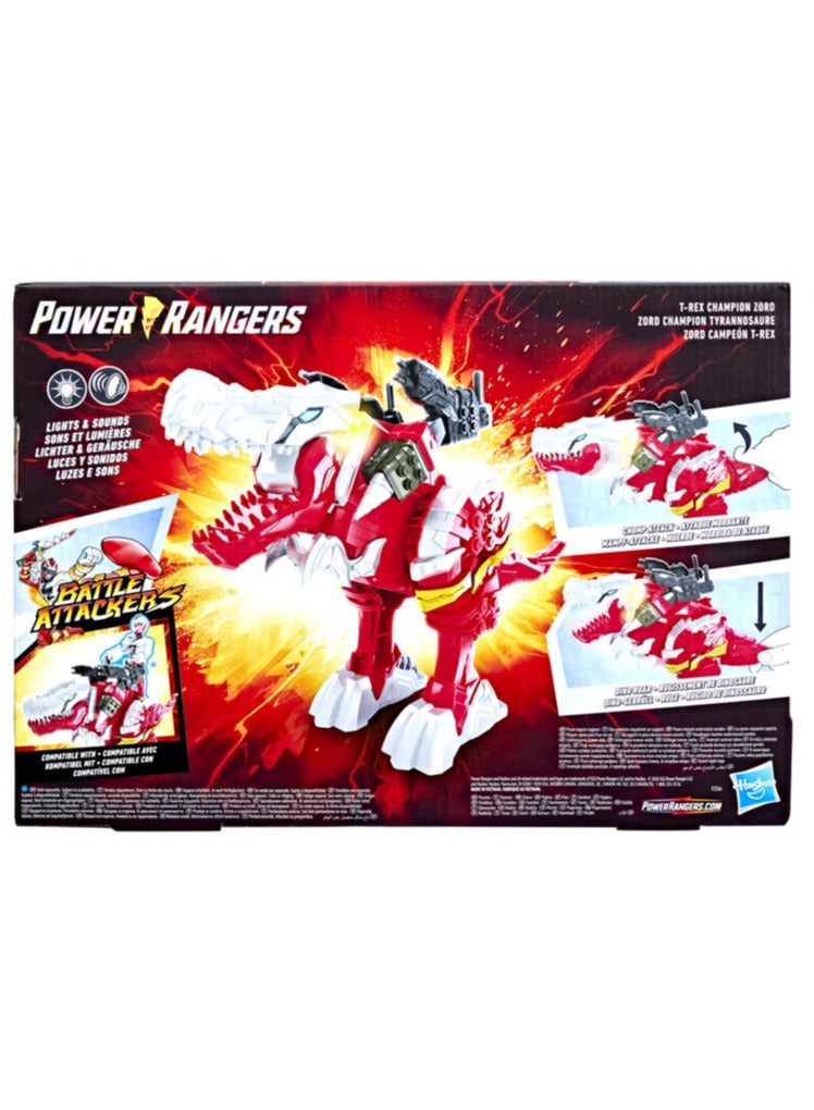 Hasbro Power Rangers- Battle Attackers Dino Fury T-Rex Champion Zord Electronic Action Figure