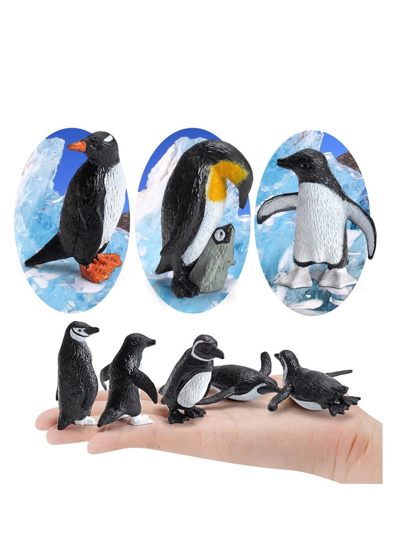 Realistic Arctic Penguin Figurines Toy Playset Winter Habitat Adventure Toys Early Educational Toys Cake Decoration Birthday Party Supplies Decorative Accessory 11PCS