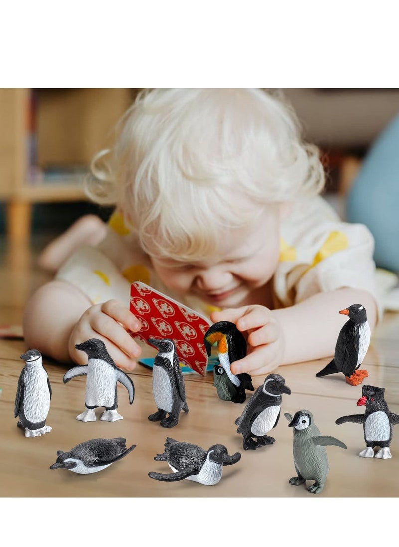 Realistic Arctic Penguin Figurines Toy Playset Winter Habitat Adventure Toys Early Educational Toys Cake Decoration Birthday Party Supplies Decorative Accessory 11PCS