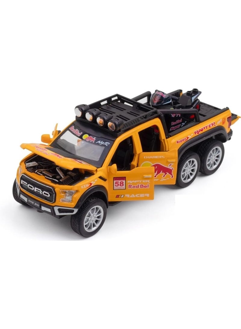 1:28 Red Bull Alloy Diecast Metal Cars Truck Model - Pull Back Vehicle Toy for Boys and Girls (Yellow)