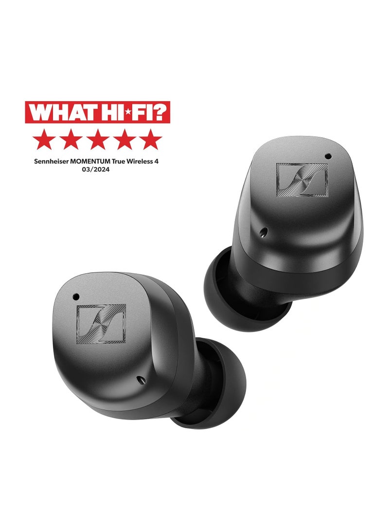 Momentum True Wireless 4 Smart Earbuds Bluetooth 5.4, Crystal Clear Sound, Ergonomic Design, 30 Hours Battery Life, Adaptive ANC Black Graphite