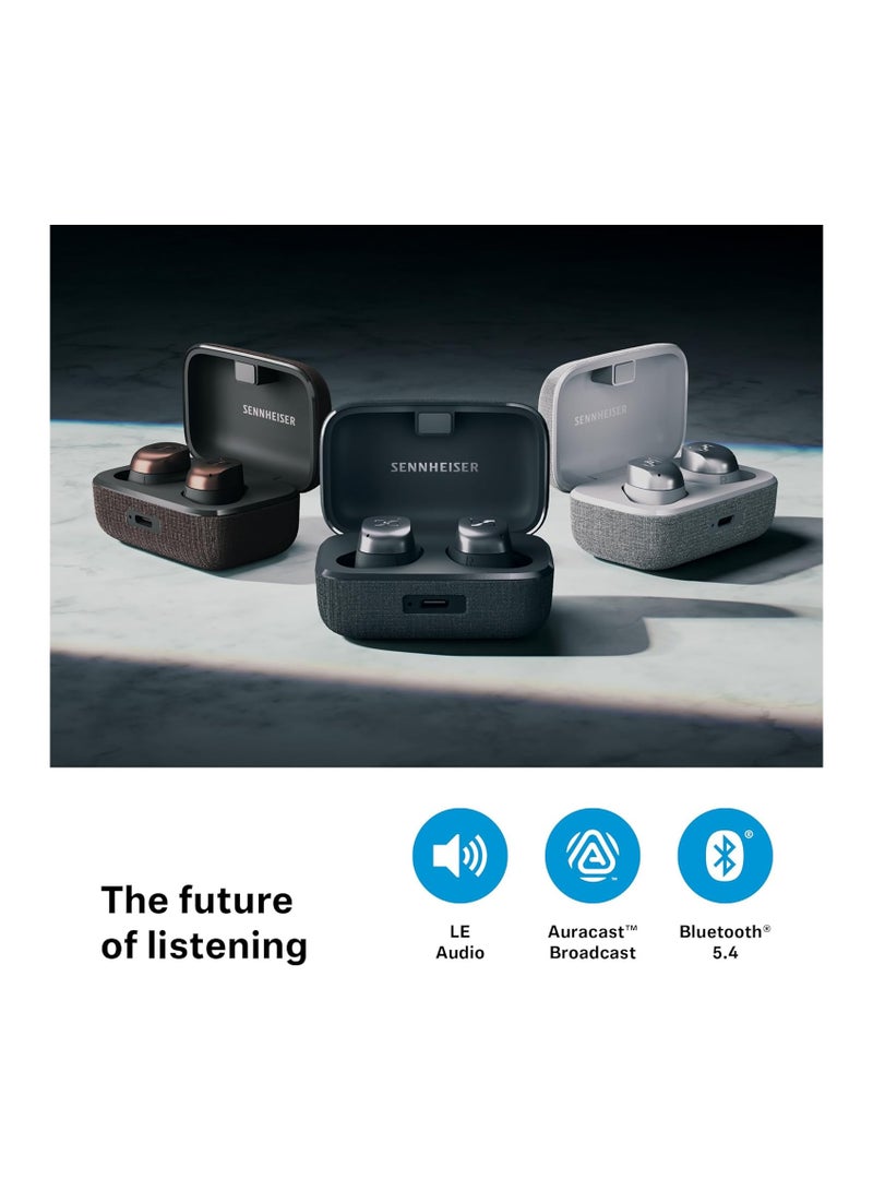 Momentum True Wireless 4 Smart Earbuds Bluetooth 5.4, Crystal Clear Sound, Ergonomic Design, 30 Hours Battery Life, Adaptive ANC Black Graphite