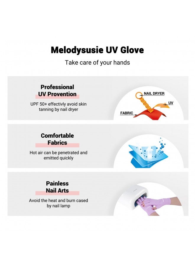 Melodysusie Uv Gloves For Gel Nail Lamp, Professional Upf50+ Uv Protection Gloves For Manicures, Nail Art Skin Care Fingerless Anti Uv Glove Protect Hands From Uv Harm (Purple)