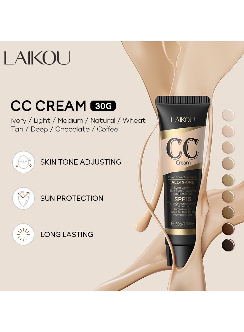 LAIKOU CC Cream 30g Covers Blemishes, Repairs, and Does Not Remove Makeup Moisturizing in 110 Ivory Color