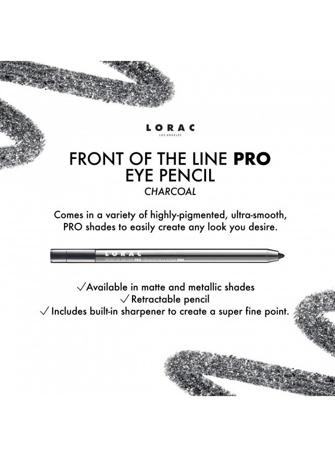 Lorac Front Line Pro Waterproof Eyeliner Pencil, Charcoal | Long Lasting| Makeup Pencil Sharpener | High-Precision
