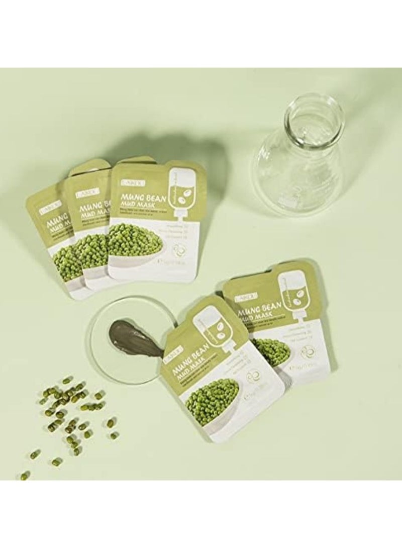 12-Piece Mung Bean Mud Cleaning Face Mask - Green, 60 grams