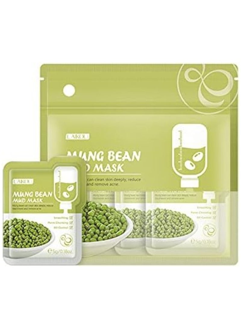 12-Piece Mung Bean Mud Cleaning Face Mask - Green, 60 grams