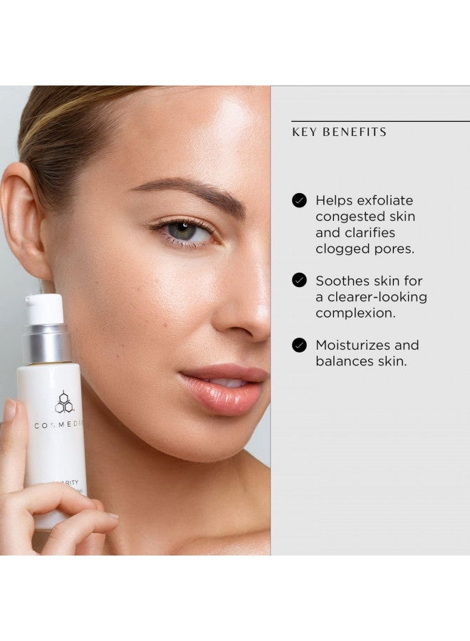 Cosmedix Clarity Skin-Clarifying Face Serum For Daily Skin Care - Exfoliating Face Wash, Pore Minimizer, Hydrating Face Moisturizer - Retinol Cream, Vitamin A, Salicylic Acid, Aloe Vera, Tea Tree Oil