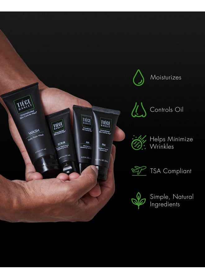 Tiege Hanley Essential Skin Care Routine For Men | Skin Care System Level 1 | Face Wash, Scrub, And Two Moisturizers | Made In Usa | 30 Day Supply